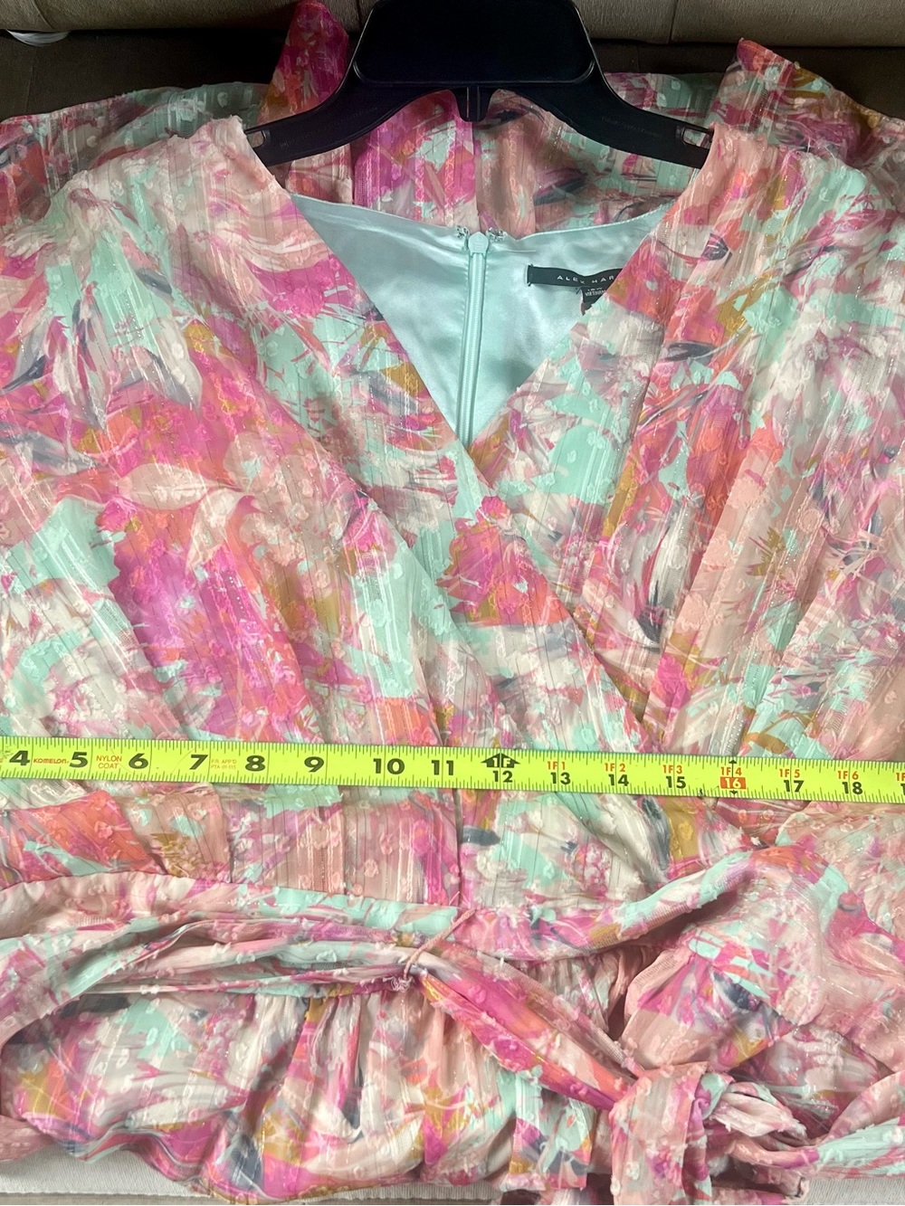 Alex Marie Simone Pastel Floral Dress in Pink and Teal - Picture 7 of 10